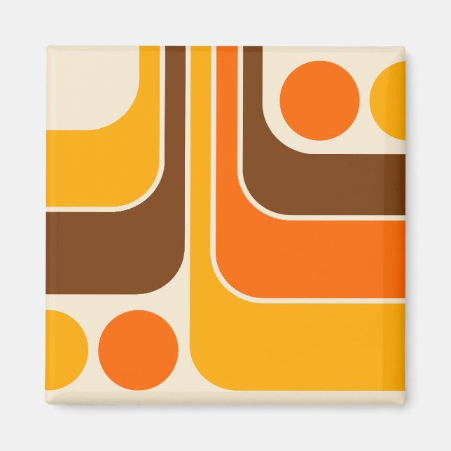 Mod 1970s Retro Style Geometric Design Magnet (Front)