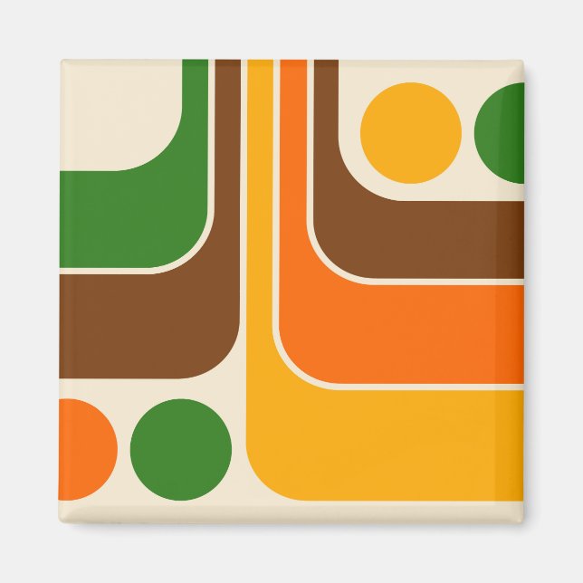 Mod 1970s Retro Style Geometric Design Magnet (Front)