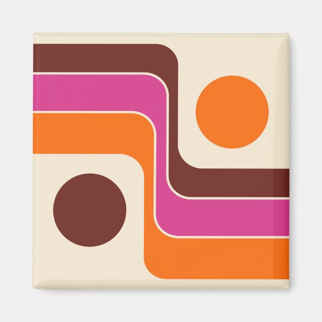 Mod 1970s Retro Style Geometric Design Magnet (Front)