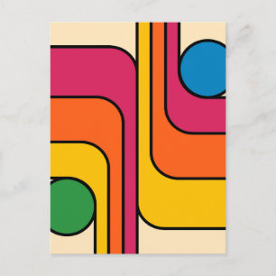 Mod 1970s Retro Style Geometric Design Postcard