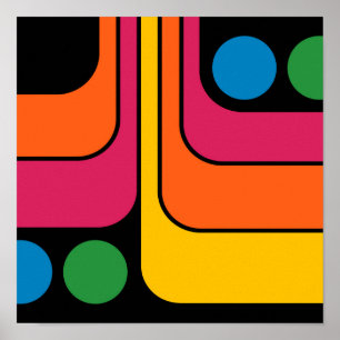 Mod 1970s Retro Style Geometric Design Poster