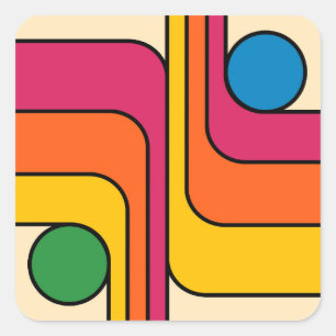 Mod 1970s Retro Style Geometric Design Square Sticker