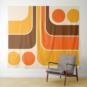 Mod 1970s Retro Style Geometric Design Tapestry