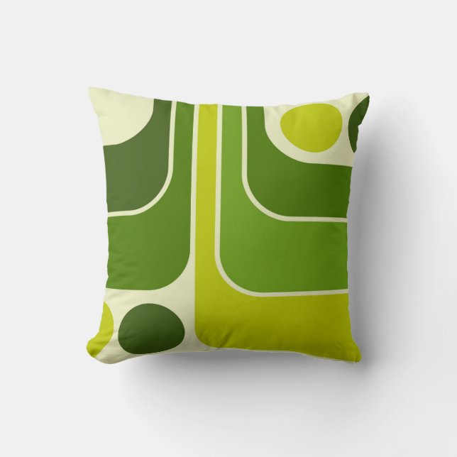 Mod 1970s Retro Style Geometric Design Throw Pillow (Front)