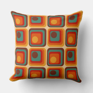 Mod 1970s Retro Style Geometric Design Throw Pillow