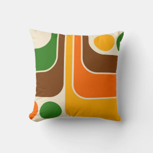 Mod 1970s Retro Style Geometric Design Throw Pillow