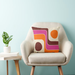 Mod 1970s Retro Style Geometric Design Throw Pillow