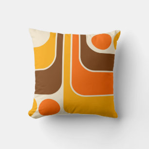 Mod 1970s Retro Style Geometric Design Throw Pillow