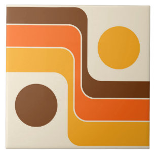 Mod 1970s Retro Style Geometric Design Tile