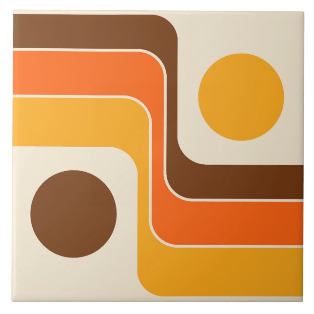 Mod 1970s Retro Style Geometric Design Tile (Front)