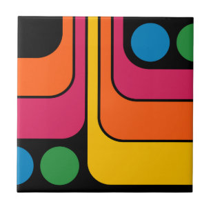 Mod 1970s Retro Style Geometric Design Tile