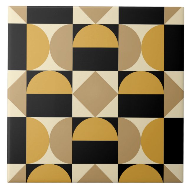 Mod 1970s Retro Style Geometric Design Tile (Front)