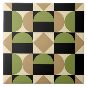 Mod 1970s Retro Style Geometric Design Tile
