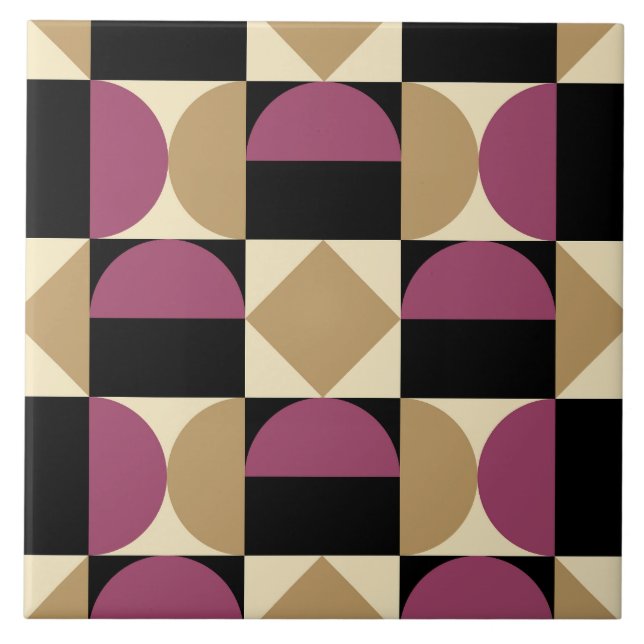 Mod 1970s Retro Style Geometric Design Tile (Front)