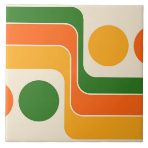 Mod 1970s Retro Style Geometric Design Tile