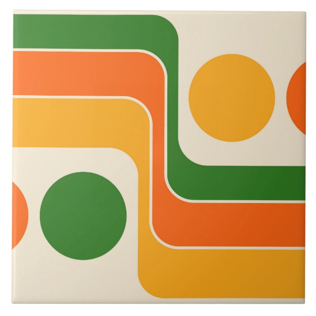 Mod 1970s Retro Style Geometric Design Tile (Front)