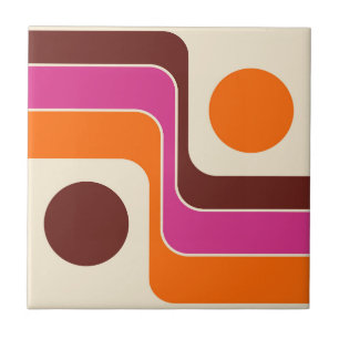 Mod 1970s Retro Style Geometric Design Tile