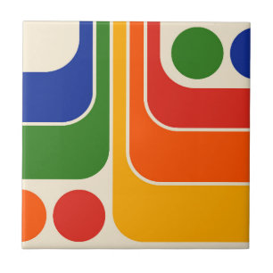 Mod 1970s Retro Style Geometric Design Tile