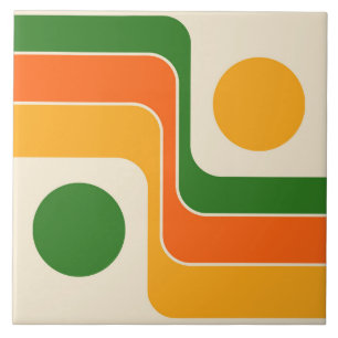 Mod 1970s Retro Style Geometric Design Tile