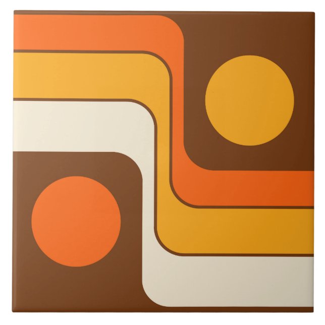 Mod 1970s Retro Style Geometric Design Tile (Front)