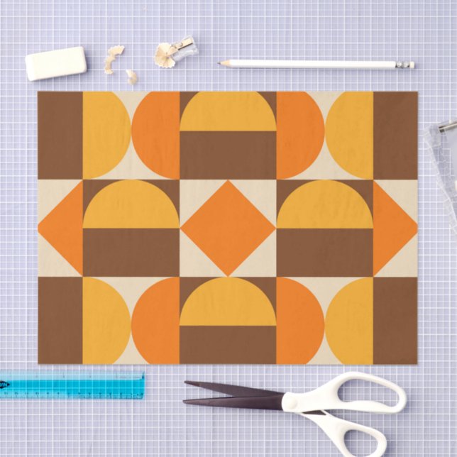 Mod 1970s Retro Style Geometric Design Tissue Paper (Craft)
