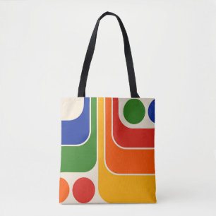 Mod 1970s Retro Style Geometric Design Tote Bag