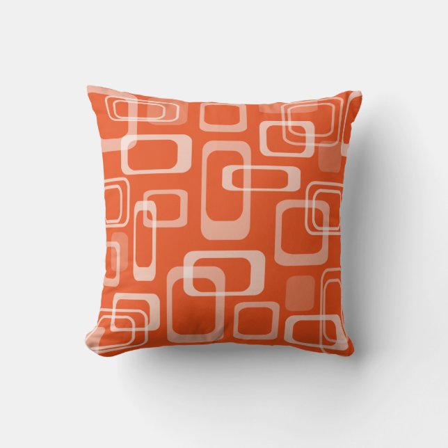 Mod 60s retro pattern decor orange throw pillow (Front)