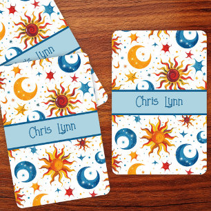Mod Abstract Sun Moon and Stars Colourful  Playing Cards