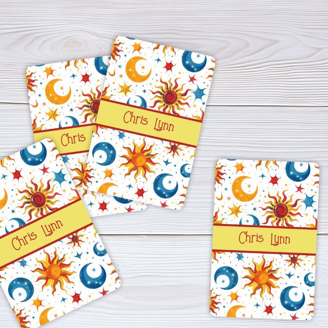 Mod Abstract Sun Moon and Stars Colourful  Playing Cards (Creator Uploaded)