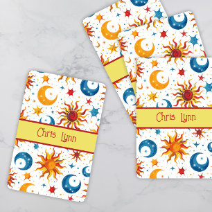 Mod Abstract Sun Moon and Stars Colourful Playing Cards