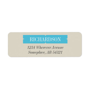 Mod Aqua Blue Curved Frame Bracket Address Label