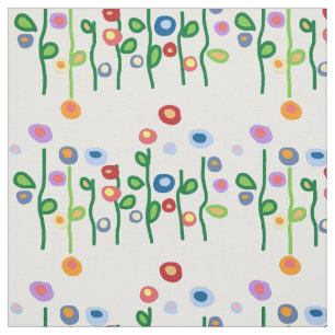 Mod art flowers fabric