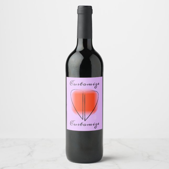 Mod Art Heart Étiquette de vin personnalisé (Devant)