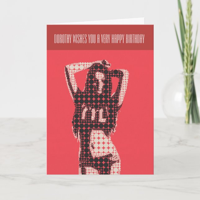 Mod Bikini Chick Birthday Card (Front)
