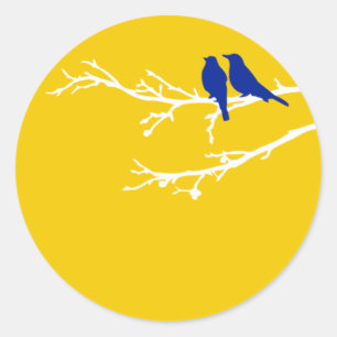 mod birds classic round sticker