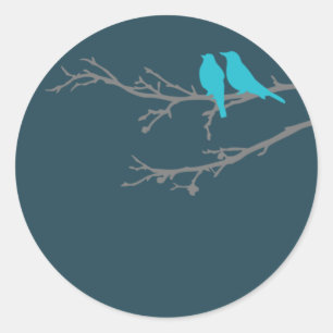 mod birds classic round sticker