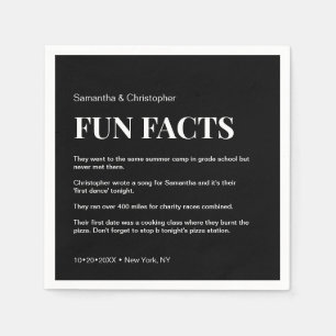 Mod Black and white Custom fun fact list Wedding  Napkin