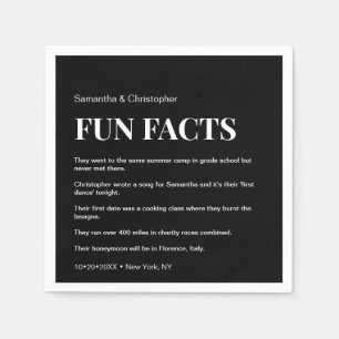 Mod Black and white custom fun fact list Wedding Napkin