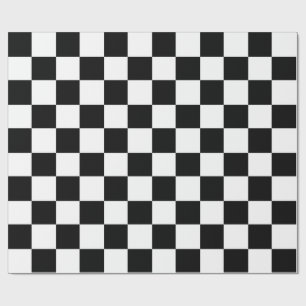 mod black and white squares wrapping paper
