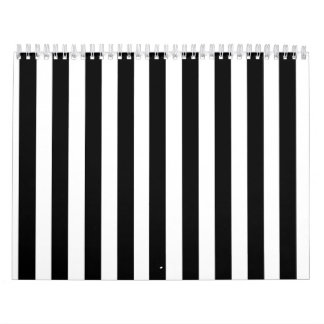 Mod Black and White Stripes Pattern Calendar