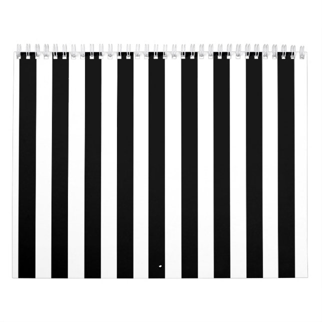 Mod Black and White Stripes Pattern Calendar (Cover)