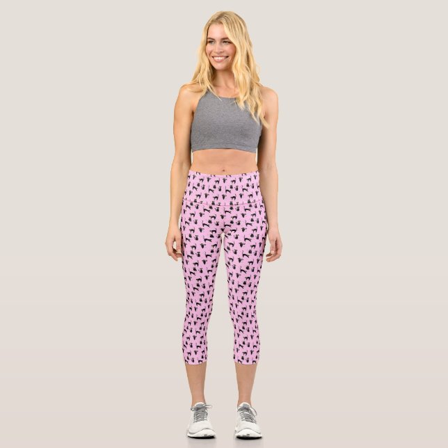 Mod Black Cats Capri Leggings (Front)