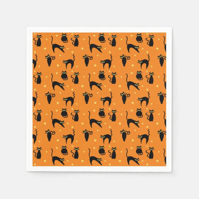 Mod Black Cats Halloween Napkin (Front)