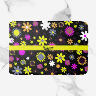 Mod Black Floral Bath Mat