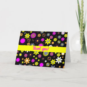 Mod Black Floral Thank You Card