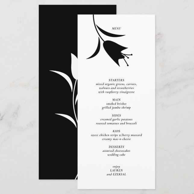 MOD BLACK TULIP WEDDING MENU (Front/Back)