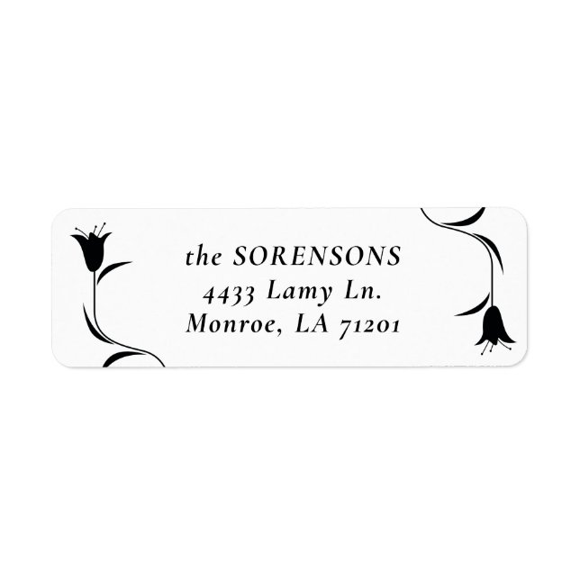 MOD BLACK TULIP WEDDING Return Address Label (Front)