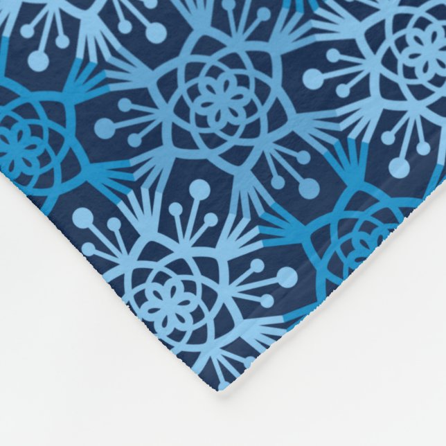 Mod Blizzard Blue Snowflake Fleece Blanket (Corner)