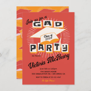 Mod Bright Bold Graduation Party Cap Invitation