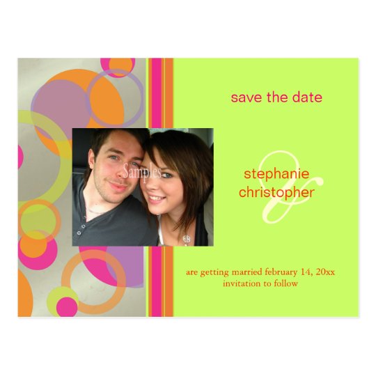 Mod bubbles, Save the Date Photo postcards, Postcard